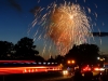 Fireworks in Goochland County, Virginia, with Automobile Light Trails